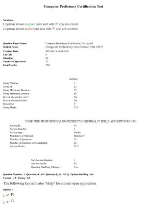 MP CPCT 11th Sept 2015 CPCT Question Paper Shift 1