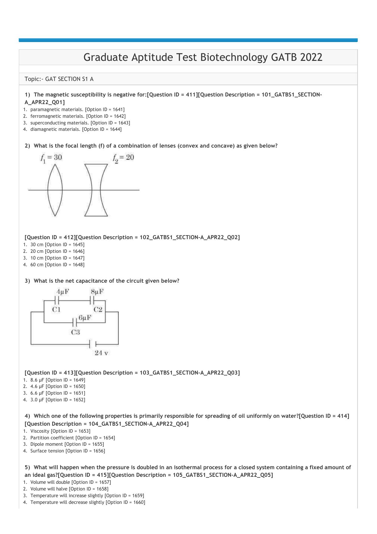 GAT B 2022 Question Paper - Page 1