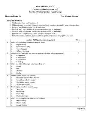 CBSE Class 10 Computer Applications Set 1 Practice Questions 2023-24