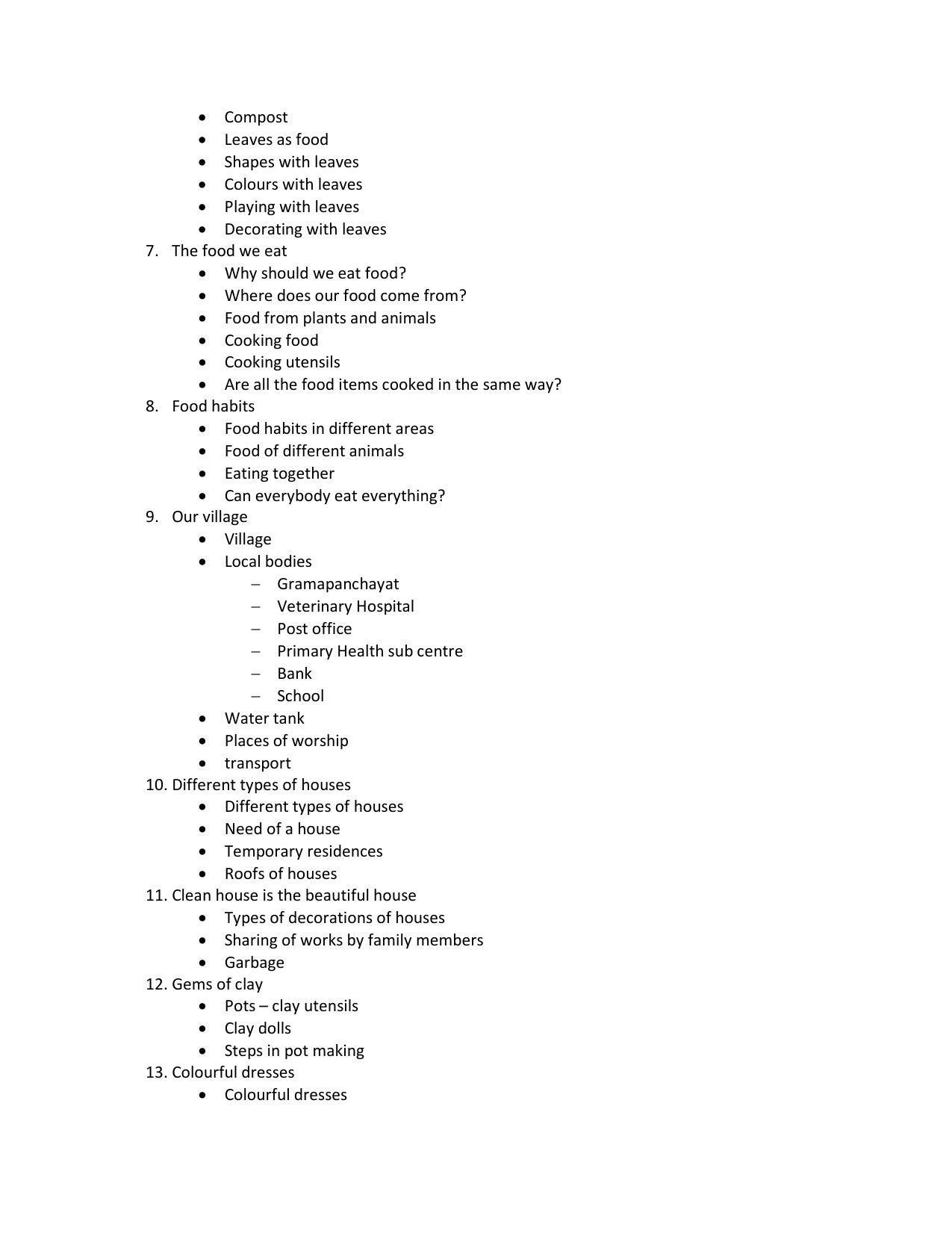 Telangana Board EVS (Classes III to V)	 Syllabus - English Medium - Page 2