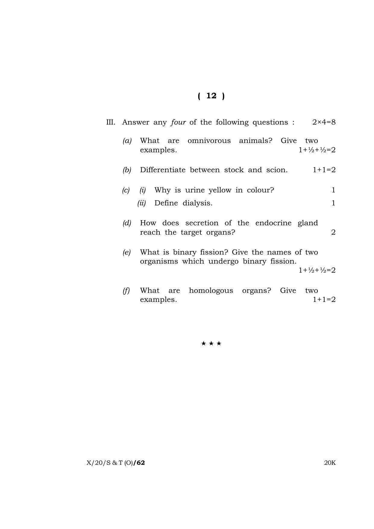 Meghalaya Board (MBOSE) Class 10 SCIENCE AND TECHNOLOGY ( Old Course ) 2020 Question Paper - Page 12