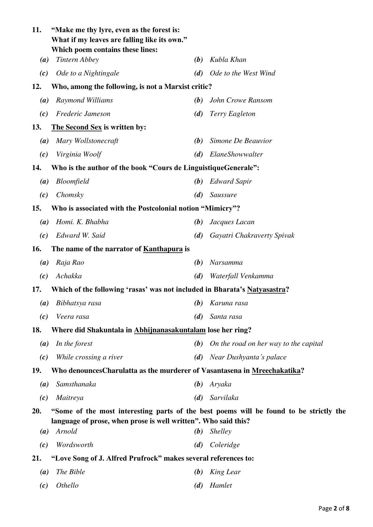 Odisha CPET 2021 ENGLISH Question Paper - Page 2