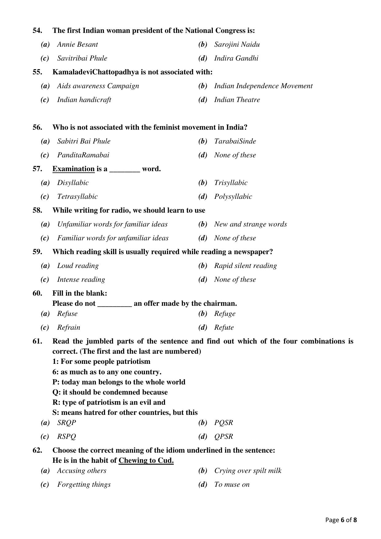 Odisha CPET 2021 ENGLISH Question Paper - Page 6