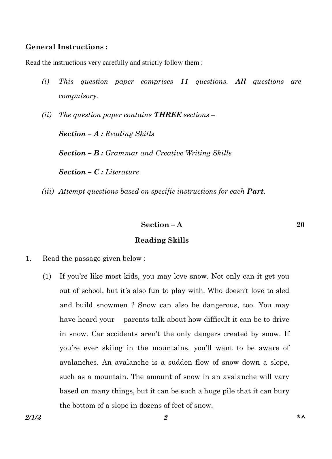 CBSE Class 10 2-1-3_English Language And Literature 2023 Question Paper - Page 2