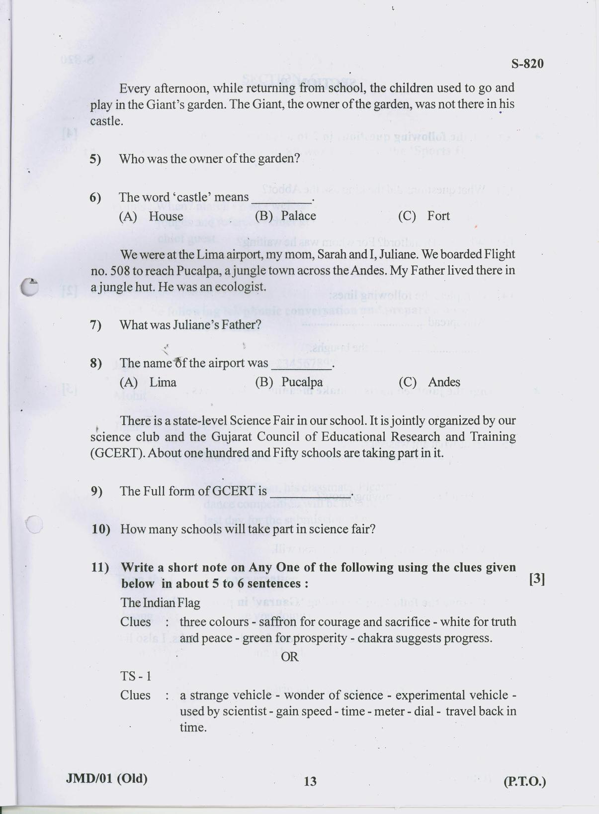 Gujarat Board Class 10th 16 ENGLISH OLD COURSE 2019 Question Paper - Page 13