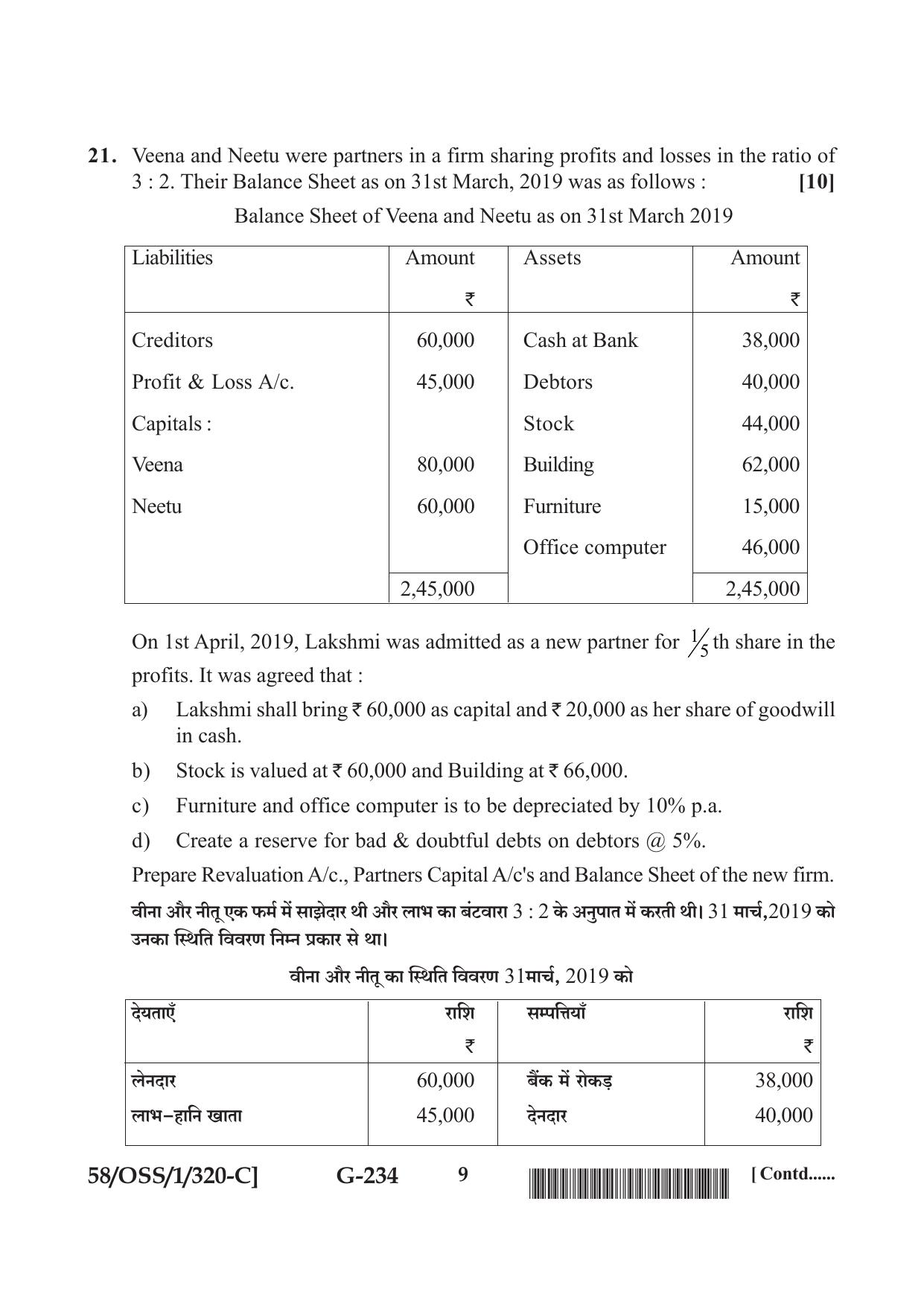 NIOS April 2019 Class 12 Accountancy (SET C) Question Paper - Page 9
