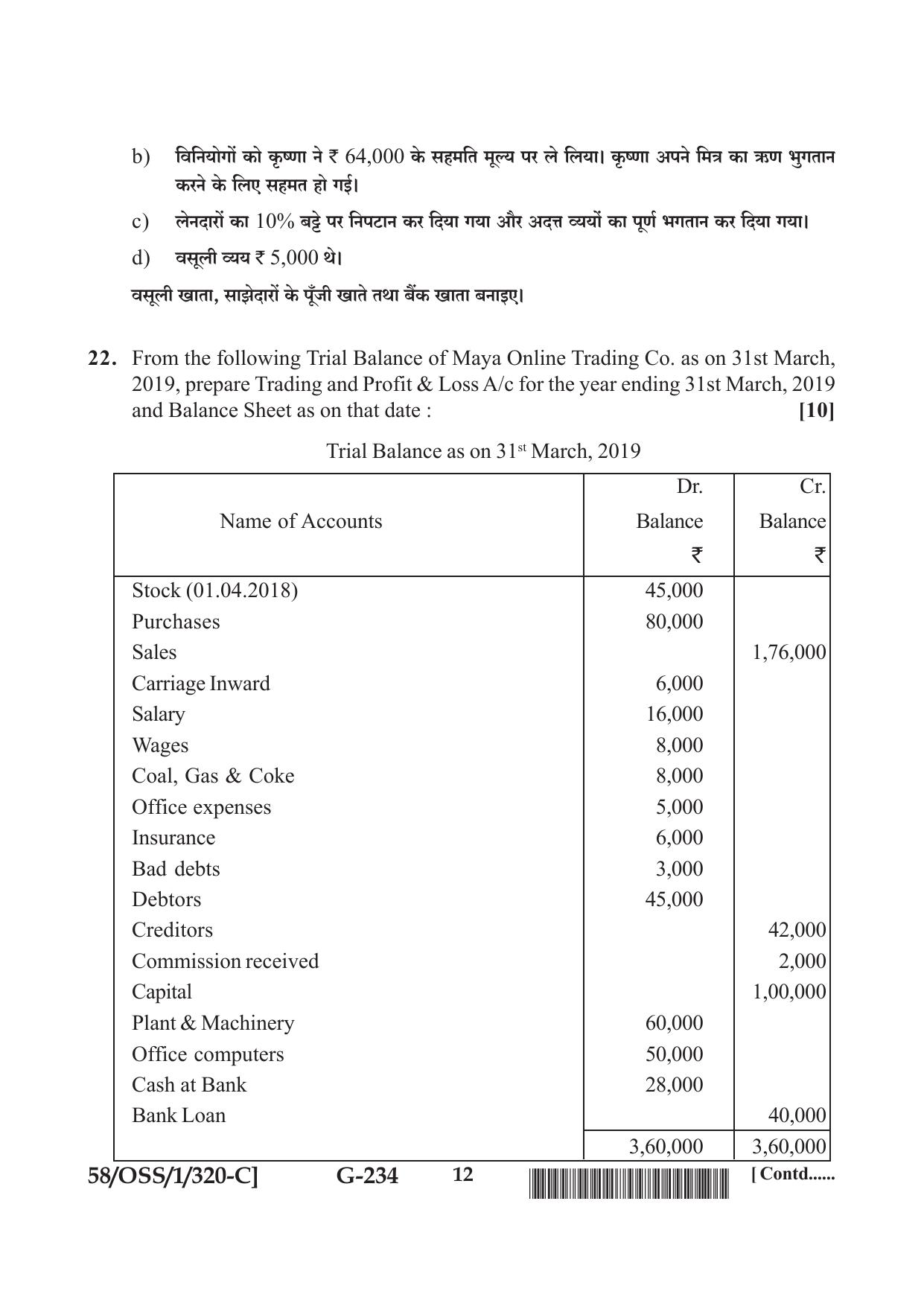 NIOS April 2019 Class 12 Accountancy (SET C) Question Paper - Page 12