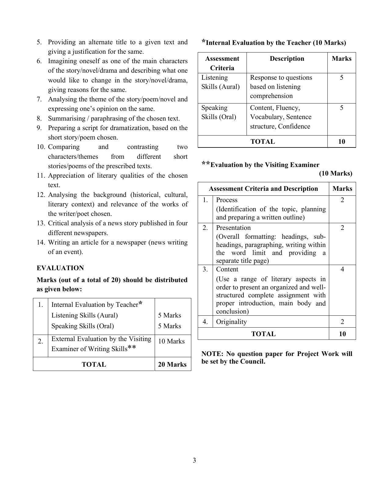ISC Class 12 Indian Languages Syllabus - Page 3