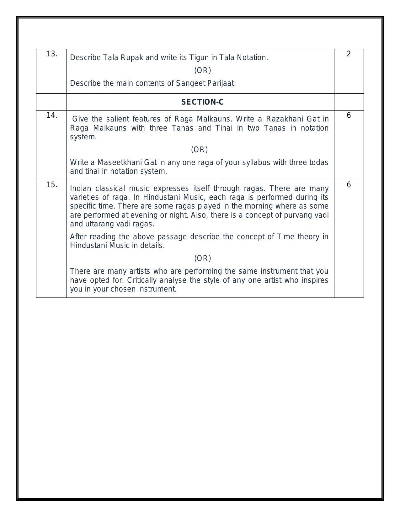 CBSE Class 12 Hindustani Music (Melodic) Sample Paper 2024 - Page 4