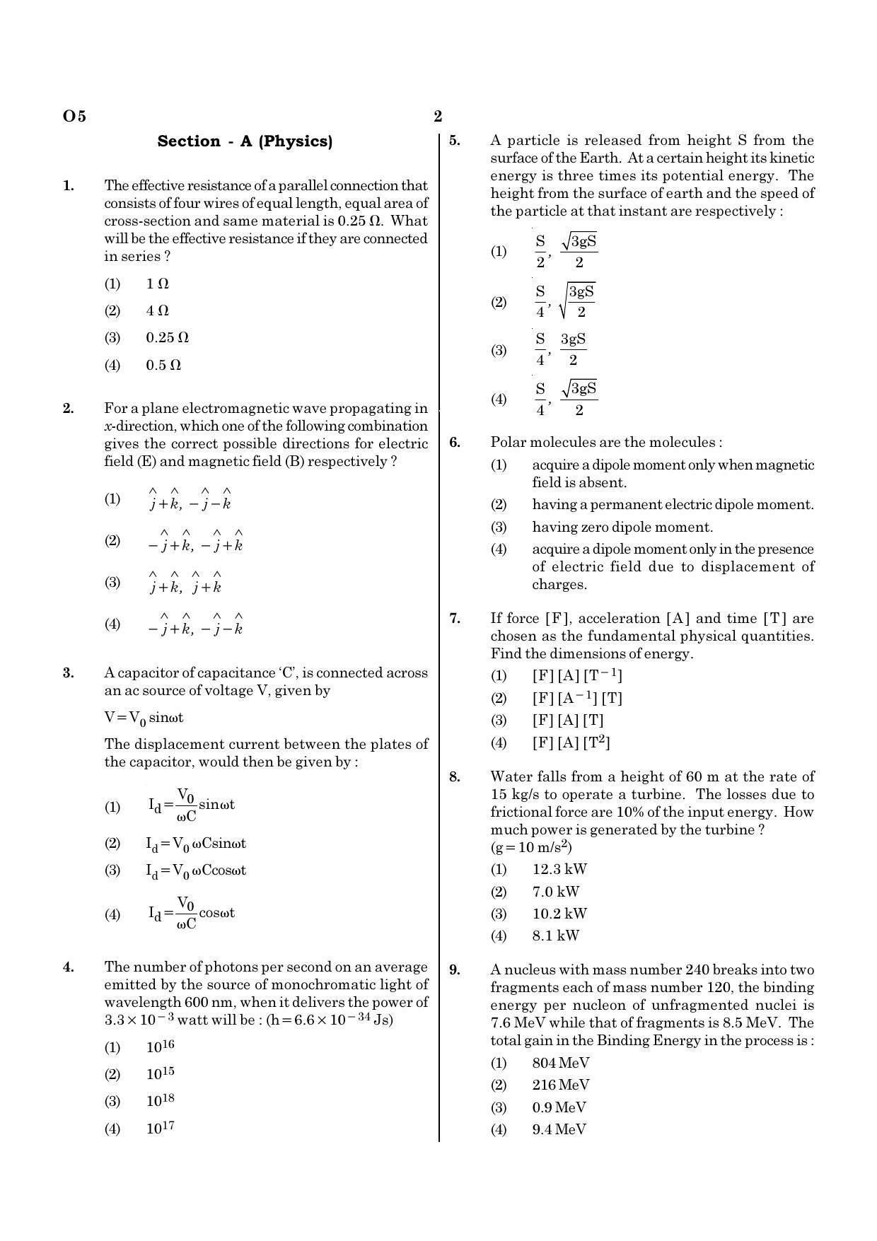 NEET O5 2021 Question Paper - Page 2