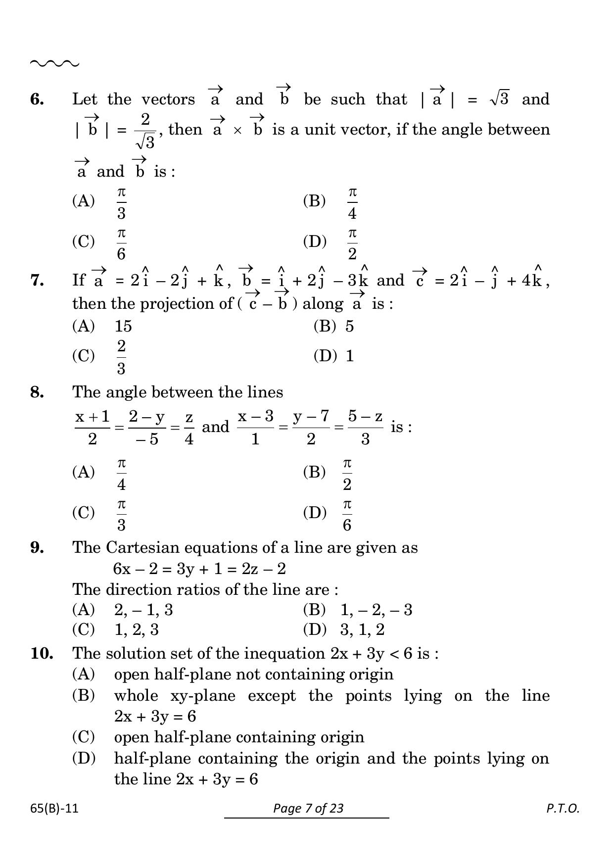 CBSE Class 12 65 (B) Mathematics 2024 Question Paper - Page 7