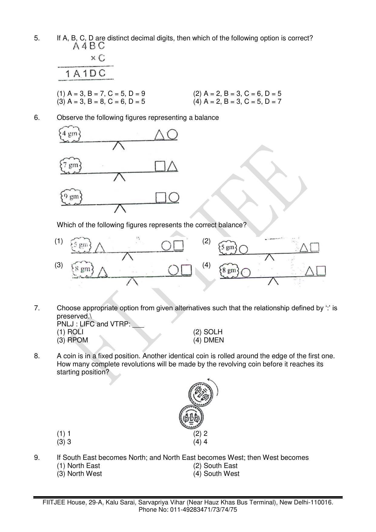 NTSE 2017 (Stage II) MAT Question Paper (May 14, 2017) - Page 2