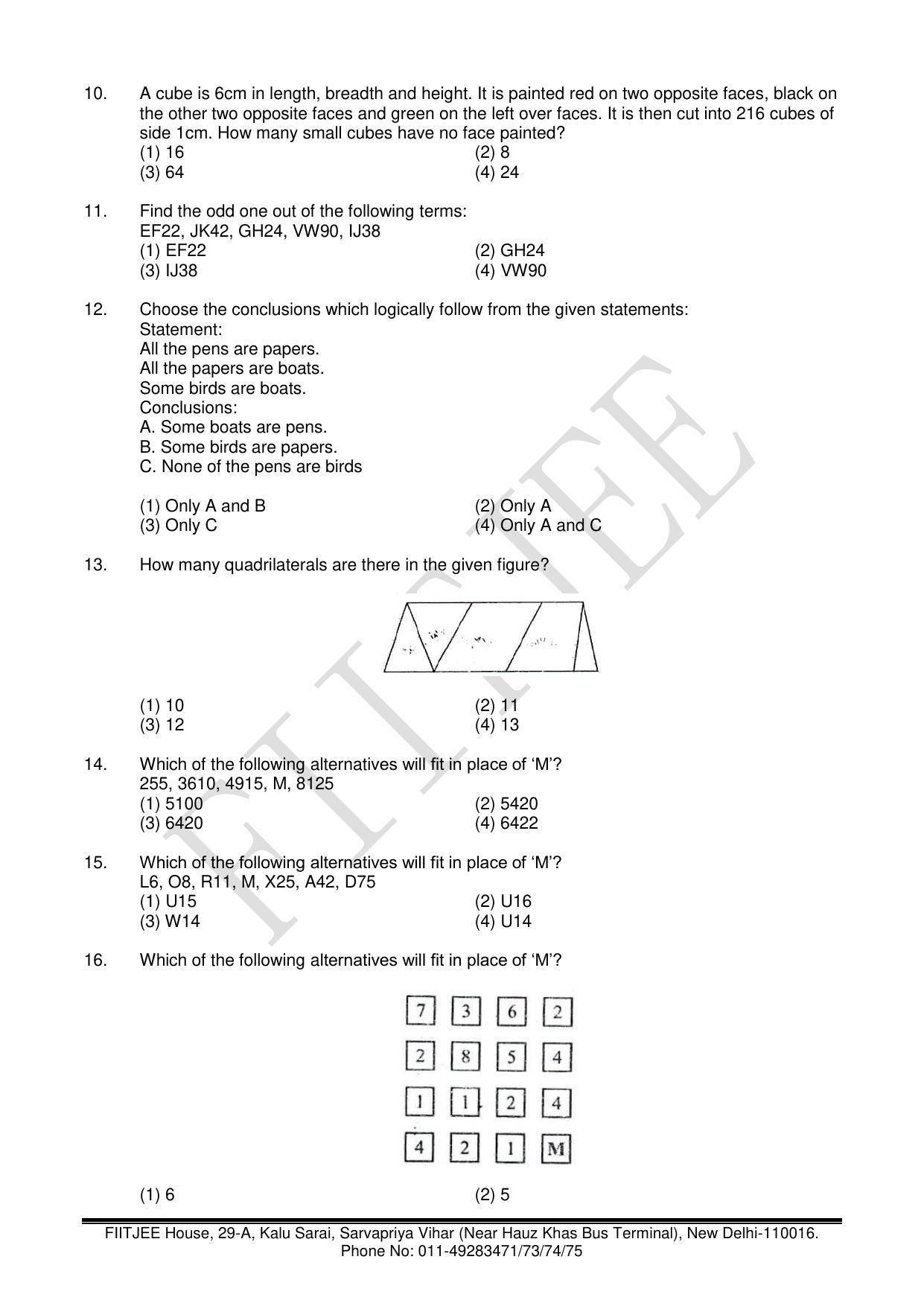 NTSE 2017 (Stage II) MAT Question Paper (May 14, 2017) - Page 3