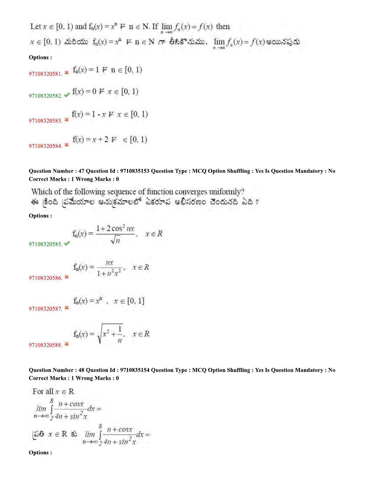 TS CPGET 2020 M.Sc. Mathematics (Shift 3) Question Paper with Answer Key - Page 22
