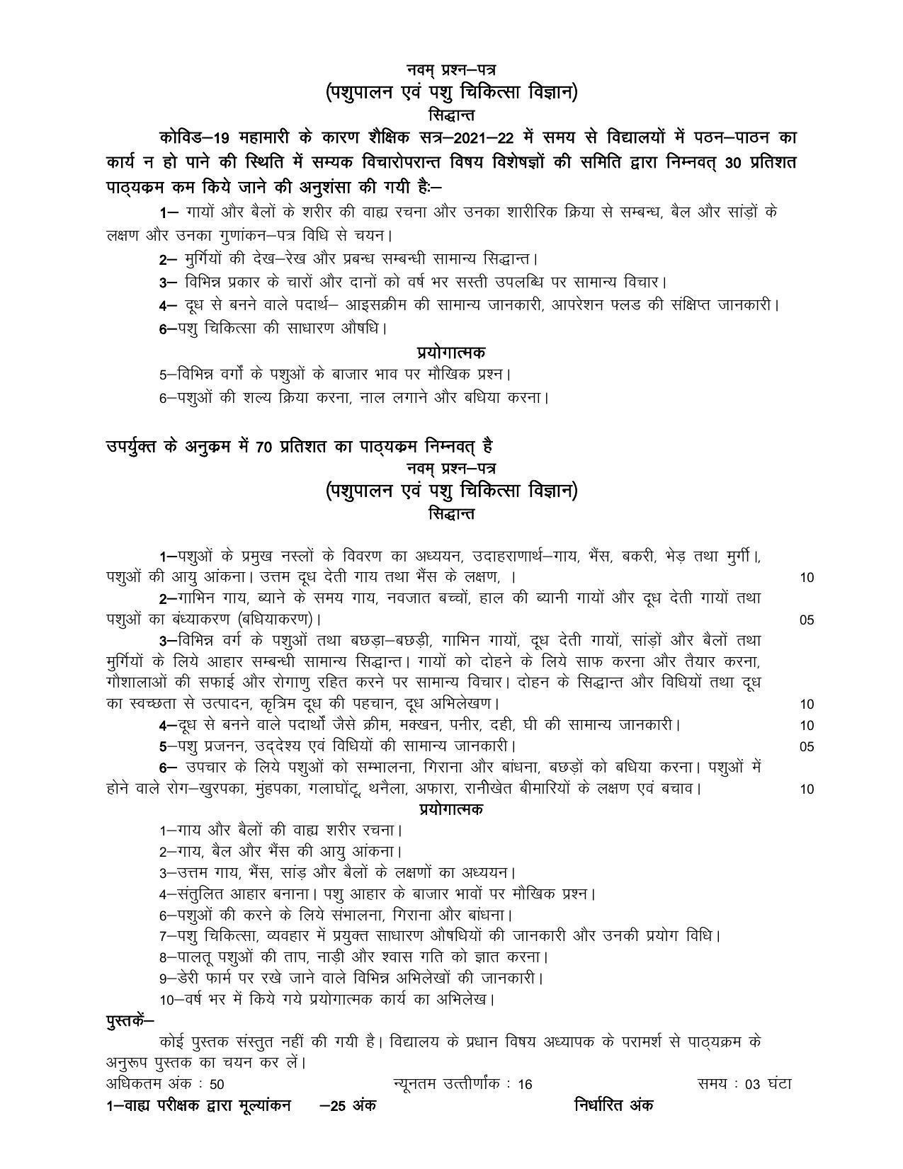 UP Board Class 12 Syllabus Animal Husbandry - Page 1