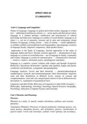 AP RCET Linguistics Syllabus
