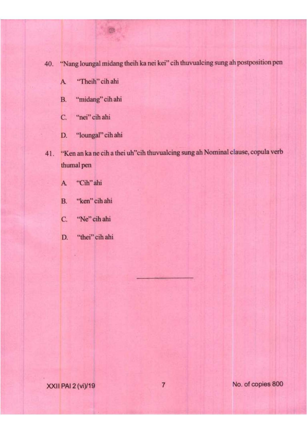 COHSEM Class 12	Paite (M.I.L.) 2019 Question Papers - Page 7
