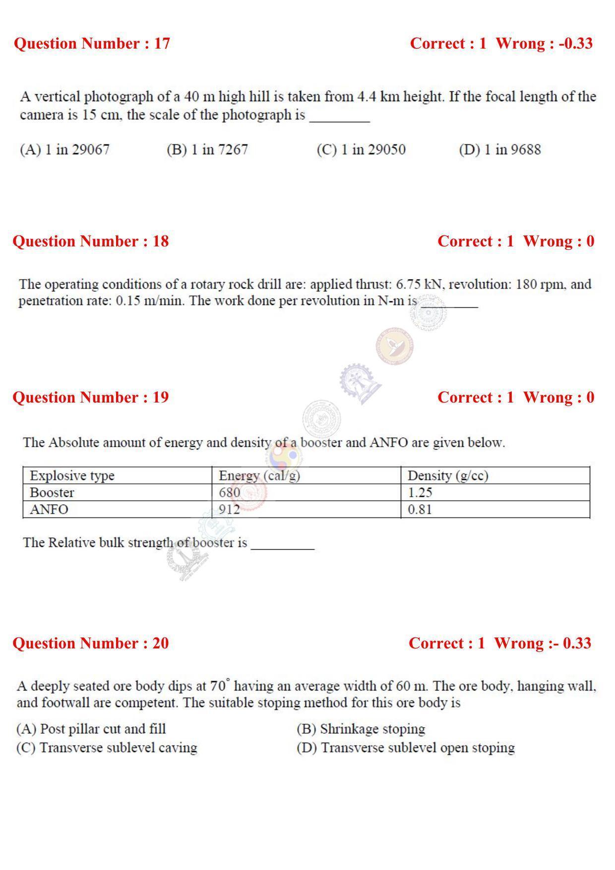 GATE 2017 Mining Engineering (MN) Question Paper with Answer Key - Page 6