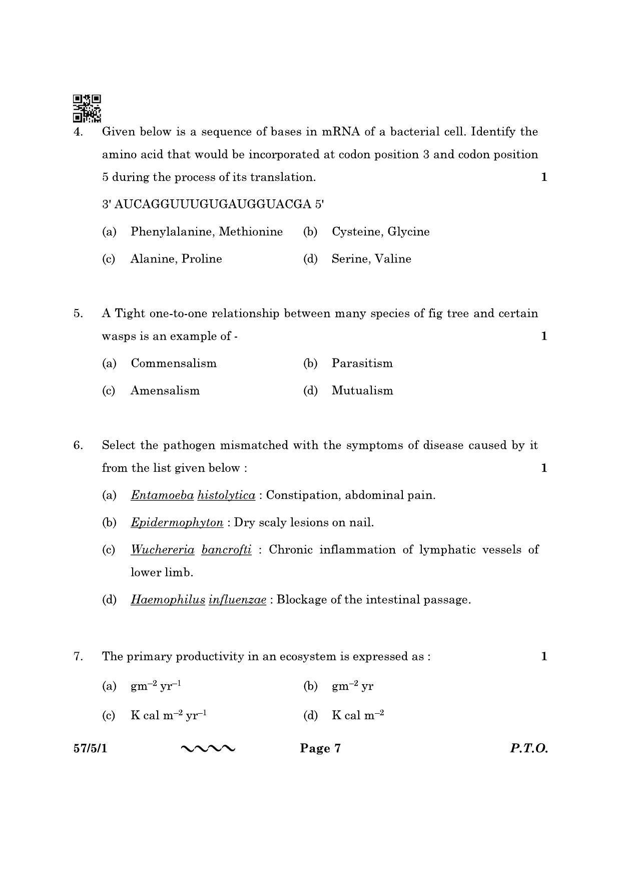 CBSE Class 12 57-5-1 Biology 2023 Question Paper - Page 7