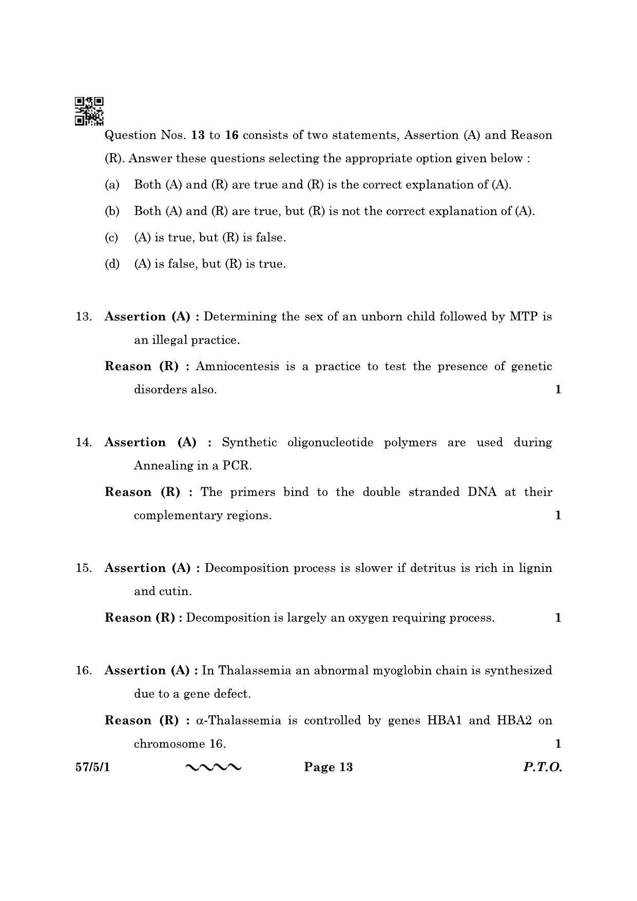 CBSE Class 12 57-5-1 Biology 2023 Question Paper - Page 13