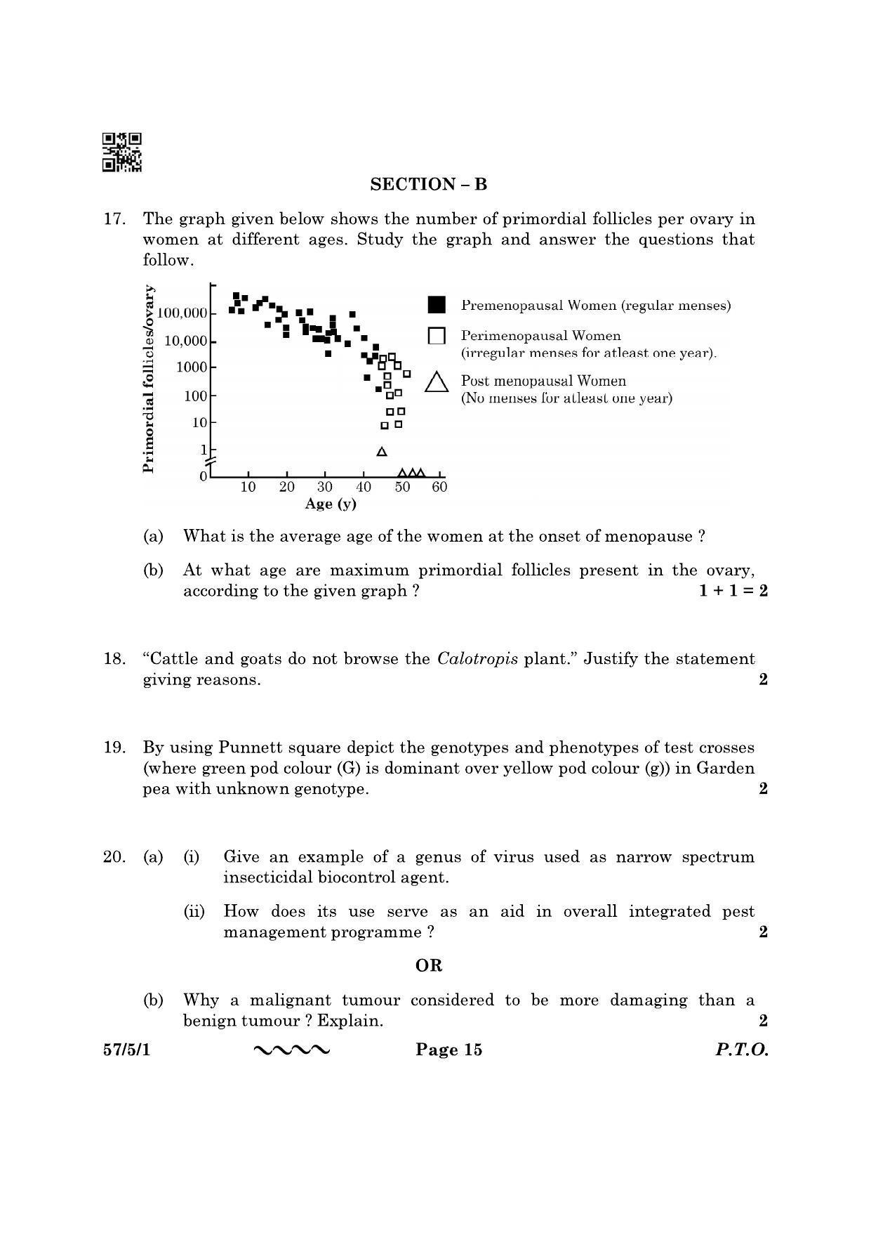 CBSE Class 12 57-5-1 Biology 2023 Question Paper - Page 15