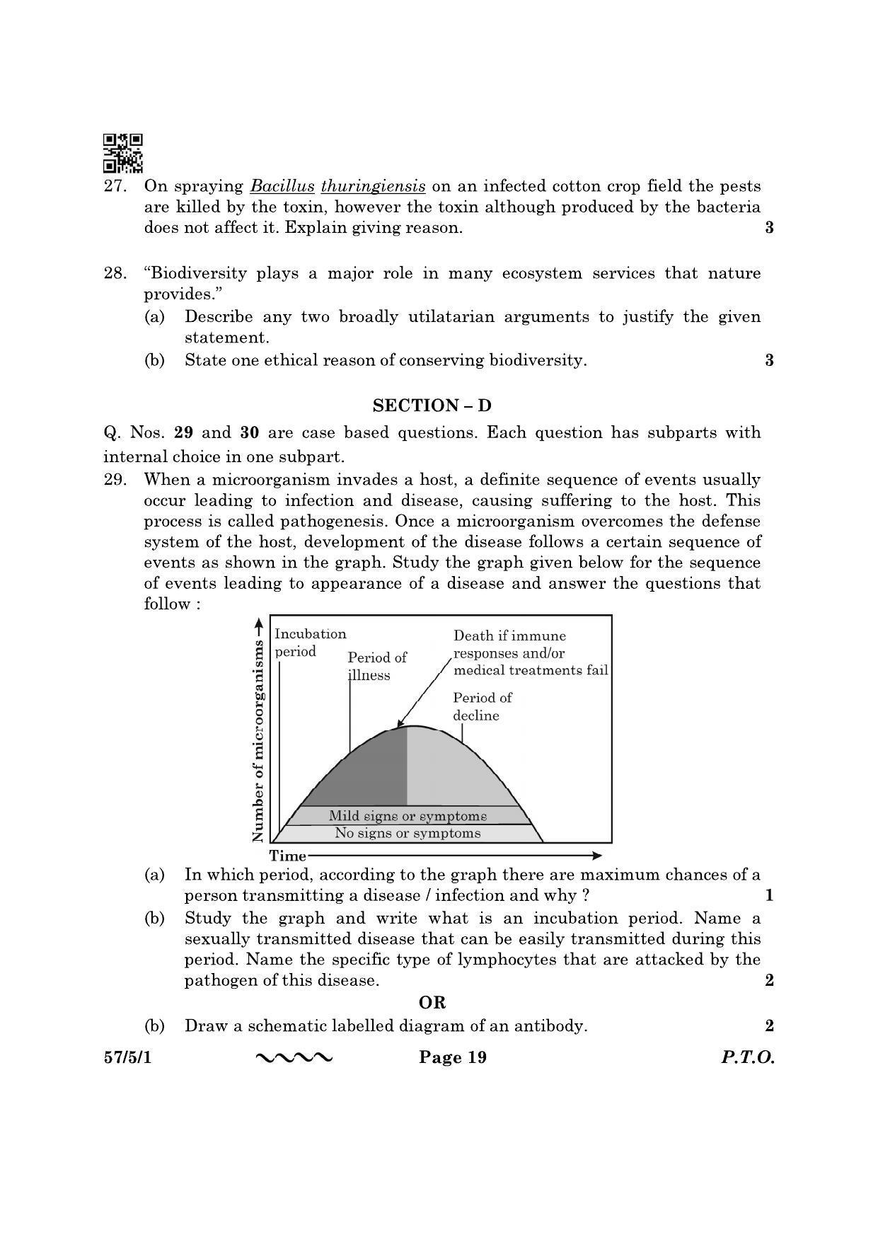 CBSE Class 12 57-5-1 Biology 2023 Question Paper - Page 19