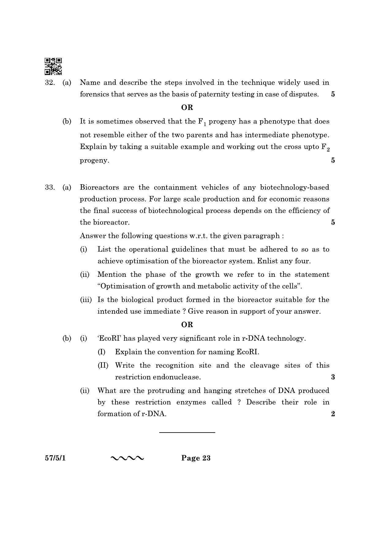 CBSE Class 12 57-5-1 Biology 2023 Question Paper - Page 23