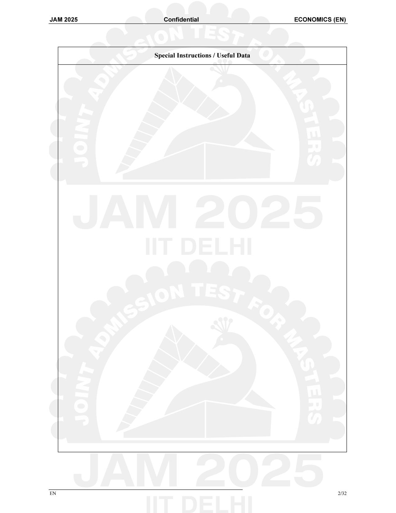 IIT JAM 2025 Economics (EN) Question Paper - Page 2