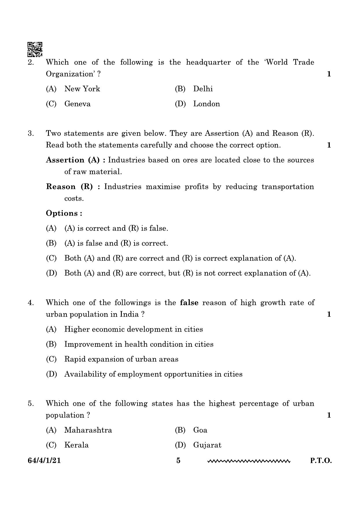 CBSE Class 12 64-4-1 Geography 2024 Question Paper - Page 5