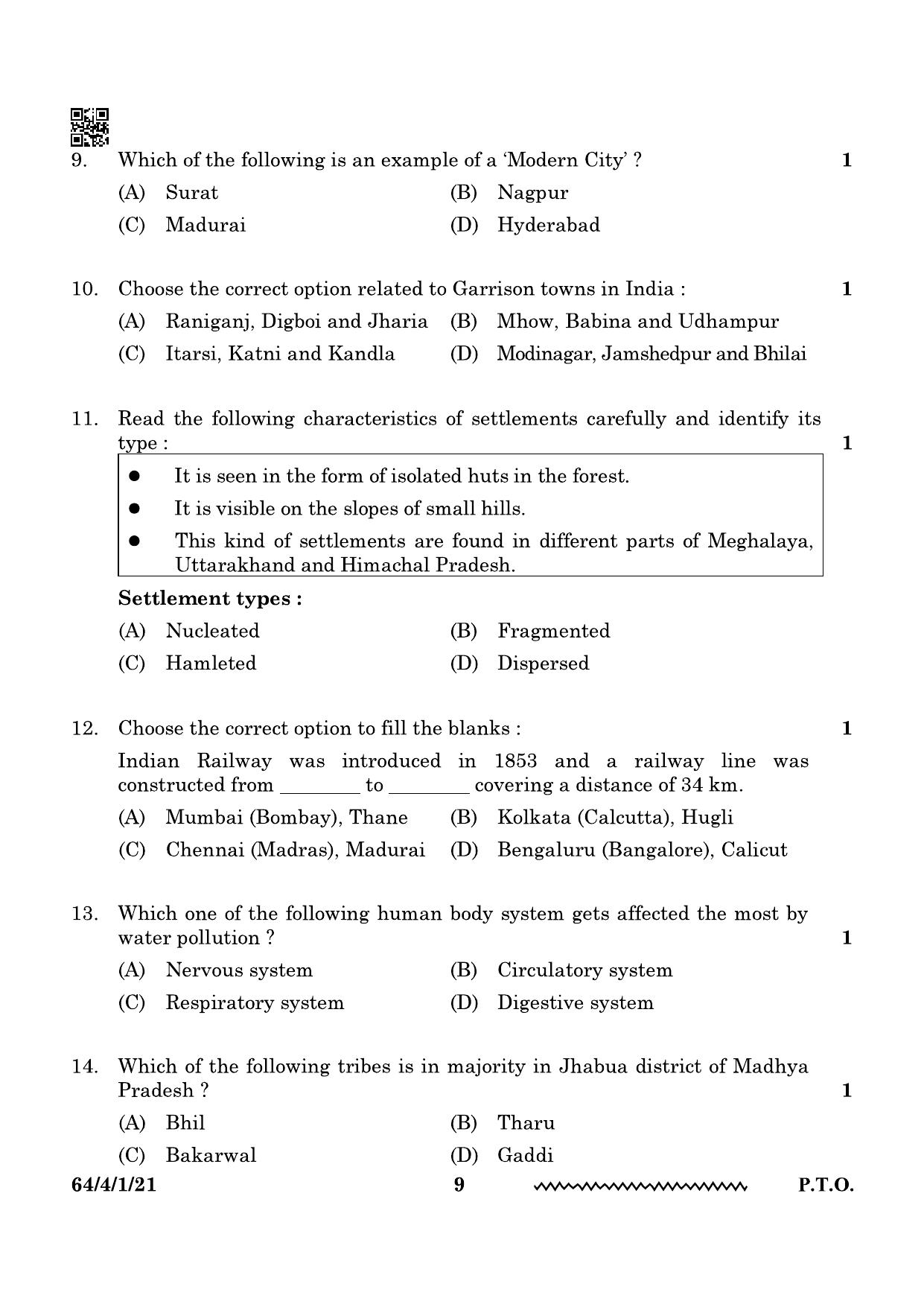 CBSE Class 12 64-4-1 Geography 2024 Question Paper - Page 9