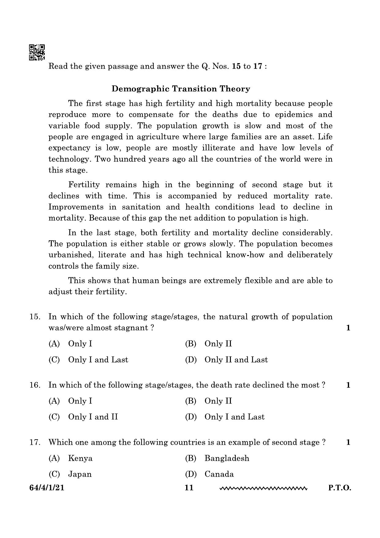 CBSE Class 12 64-4-1 Geography 2024 Question Paper - Page 11
