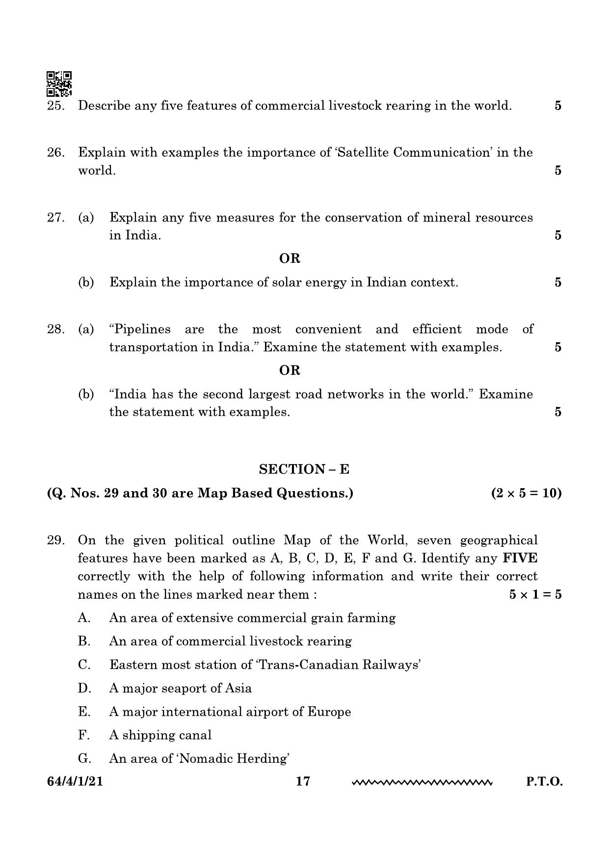 CBSE Class 12 64-4-1 Geography 2024 Question Paper - Page 17