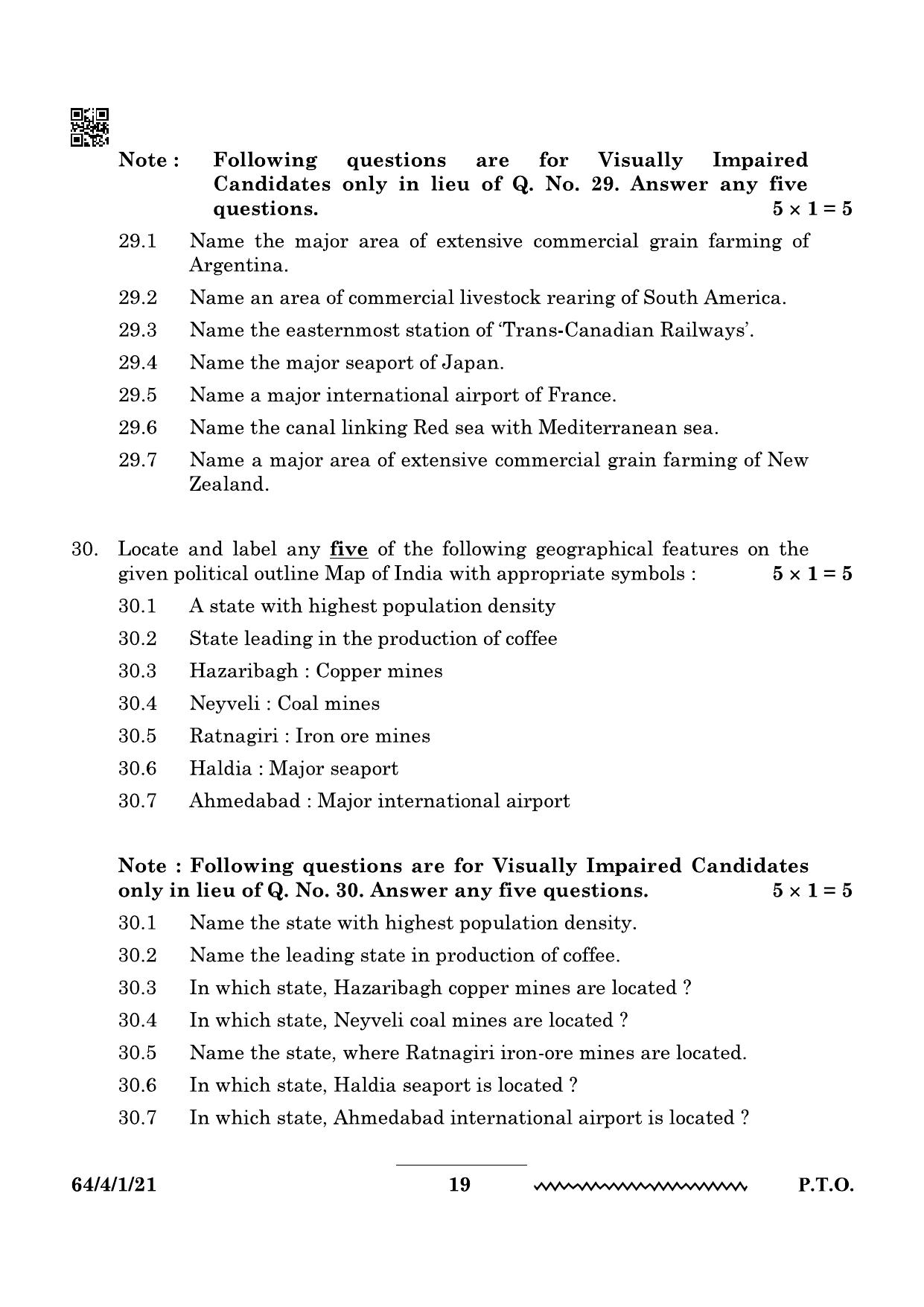 CBSE Class 12 64-4-1 Geography 2024 Question Paper - Page 19