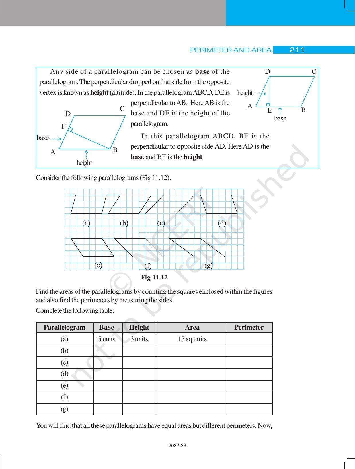 NCERT Book for Class 7 Maths: Chapter 11-Perimeter and Area - Page 7