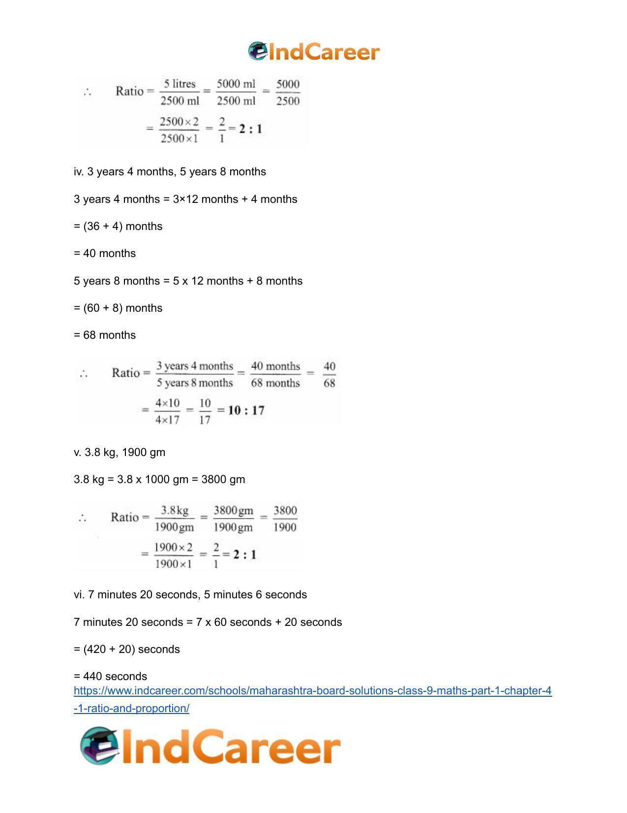 Maharashtra Board Solutions Class 9-Maths (Part 1): Chapter 4.1- Ratio and Proportion - Page 4