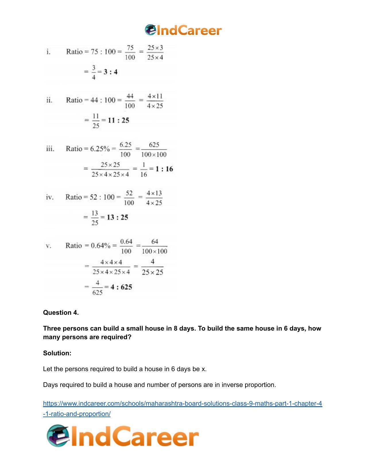 Maharashtra Board Solutions Class 9-Maths (Part 1): Chapter 4.1- Ratio and Proportion - Page 6