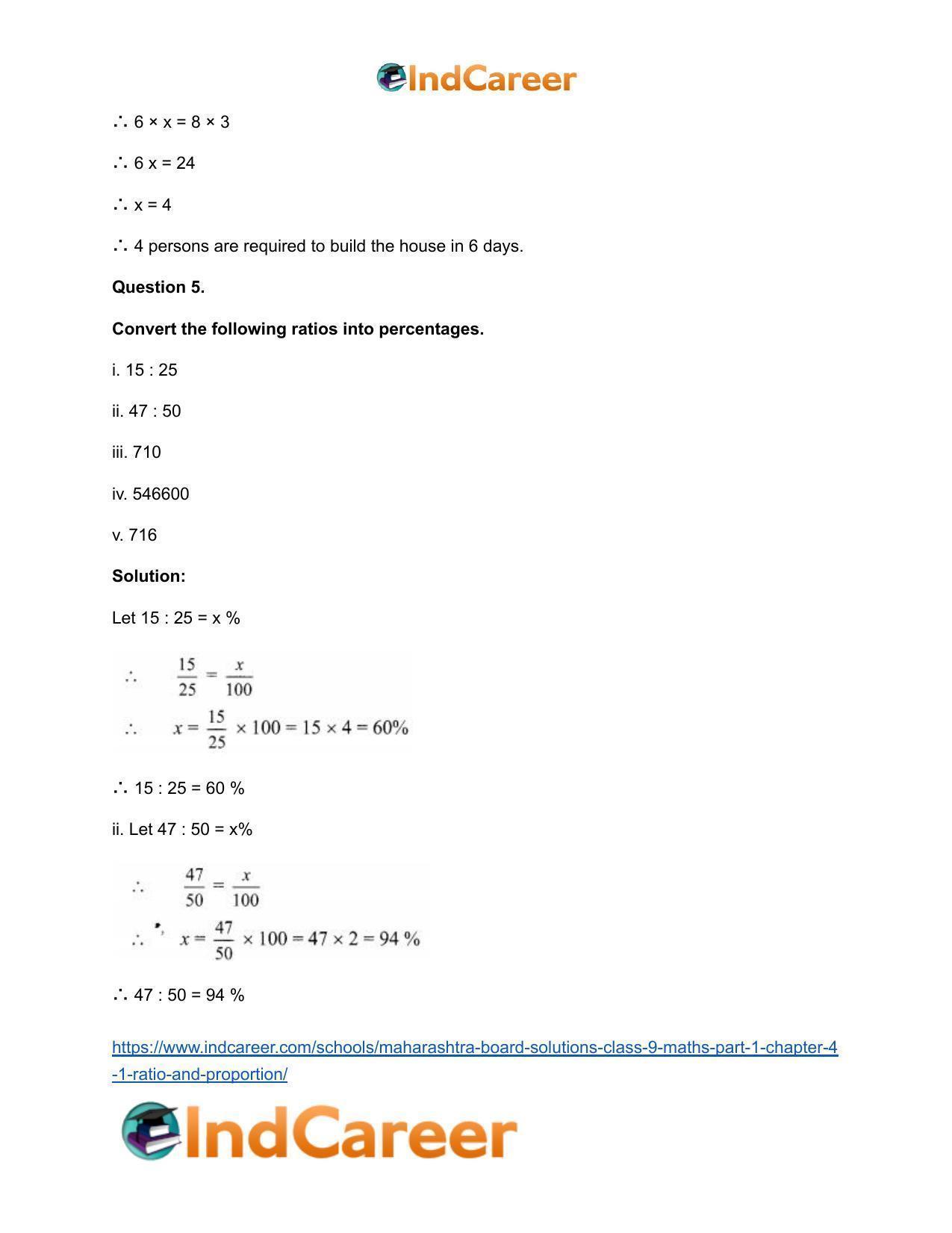 Maharashtra Board Solutions Class 9-Maths (Part 1): Chapter 4.1- Ratio and Proportion - Page 7