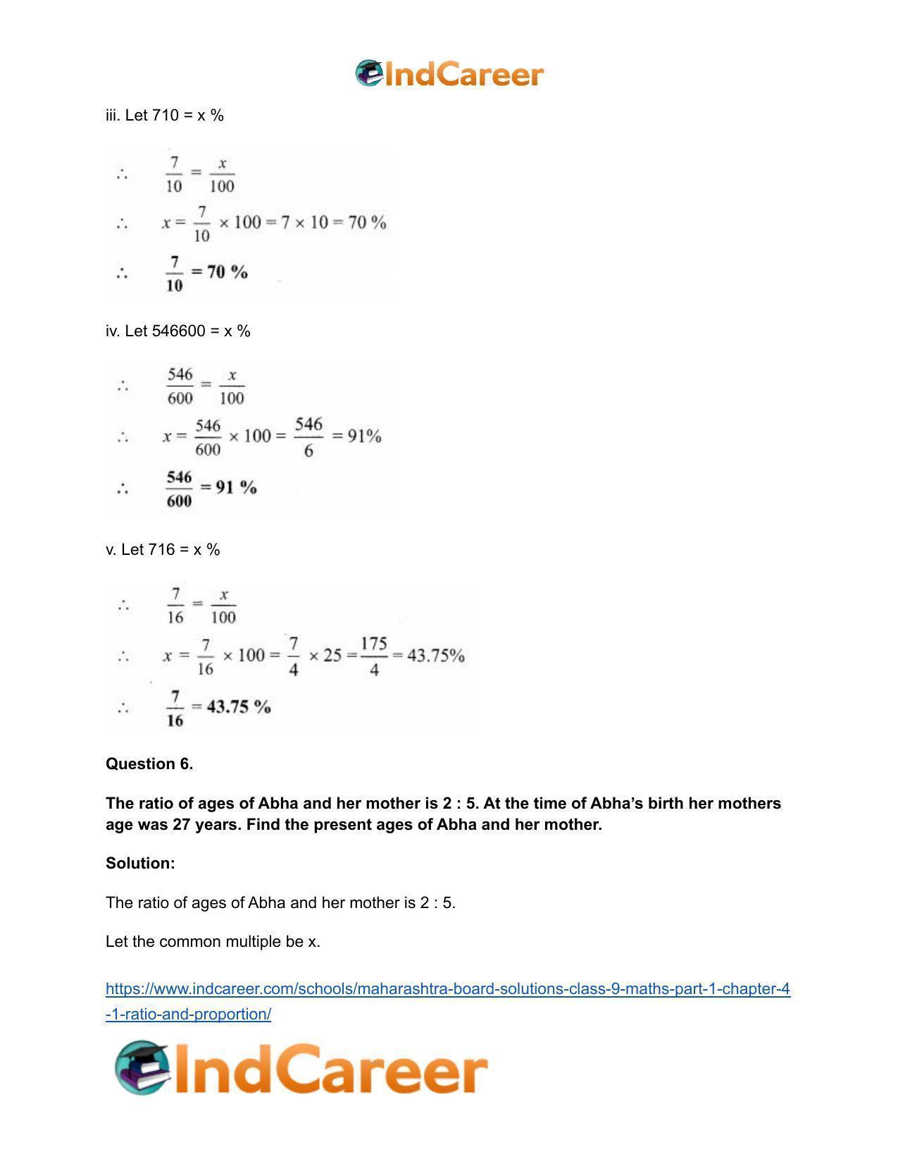 Maharashtra Board Solutions Class 9-Maths (Part 1): Chapter 4.1- Ratio and Proportion - Page 8