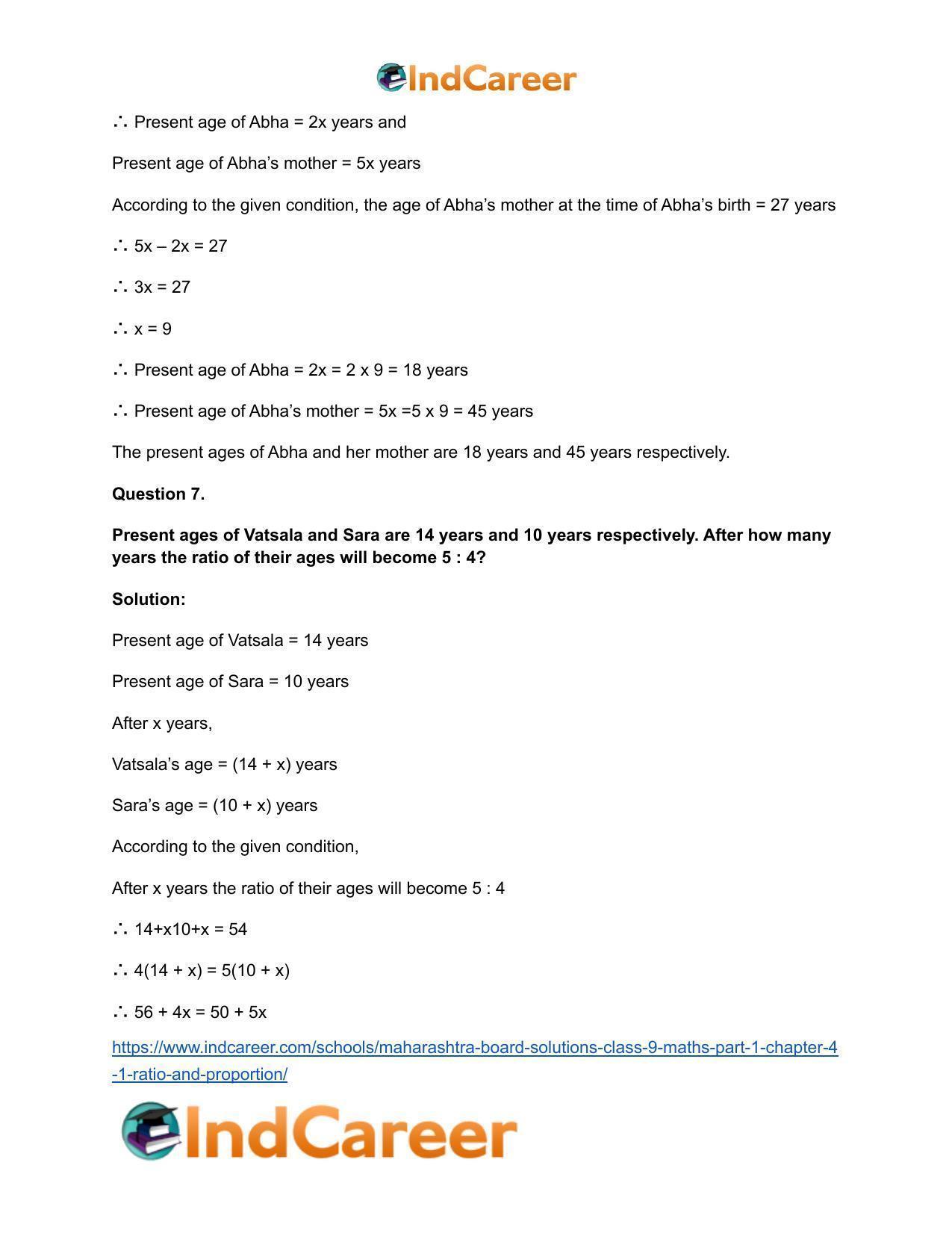Maharashtra Board Solutions Class 9-Maths (Part 1): Chapter 4.1- Ratio and Proportion - Page 9