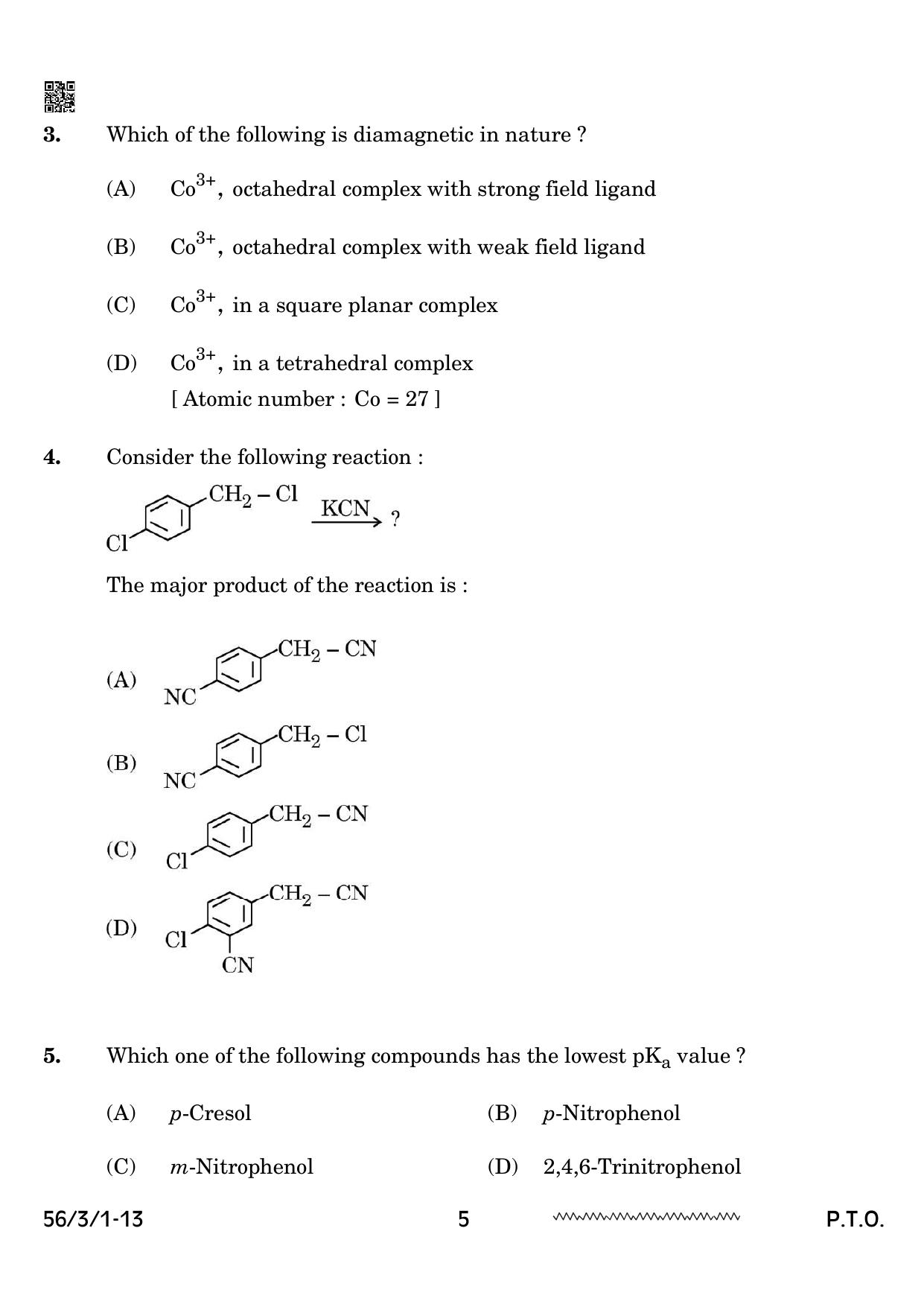 CBSE Class 12 56-3-1 Chemistry 2024 Question Paper - Page 5