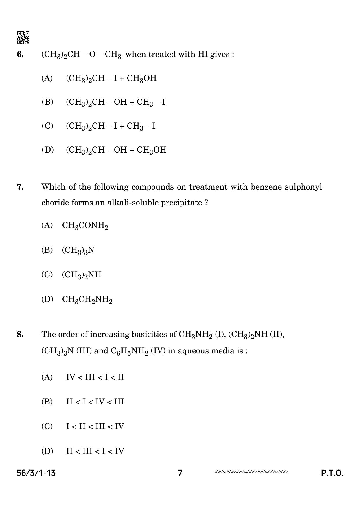 CBSE Class 12 56-3-1 Chemistry 2024 Question Paper - Page 7