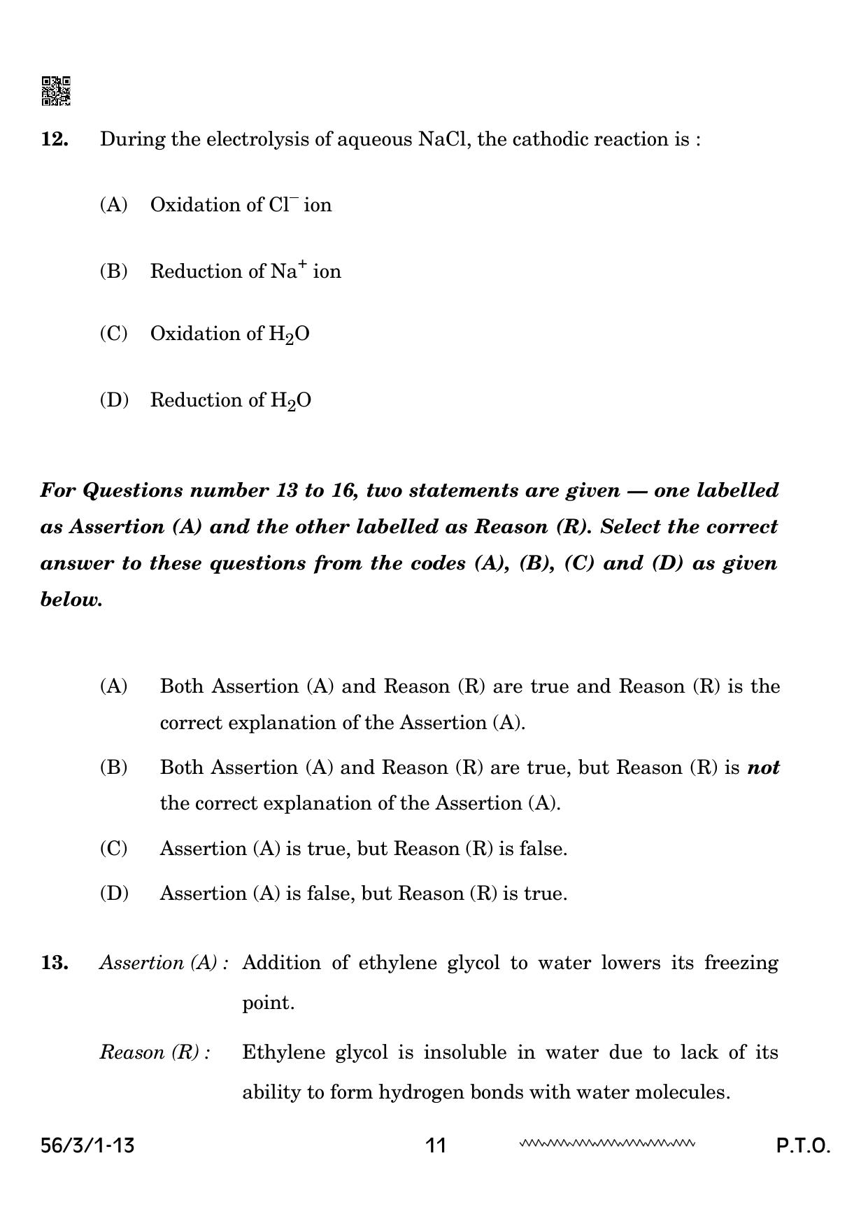CBSE Class 12 56-3-1 Chemistry 2024 Question Paper - Page 11
