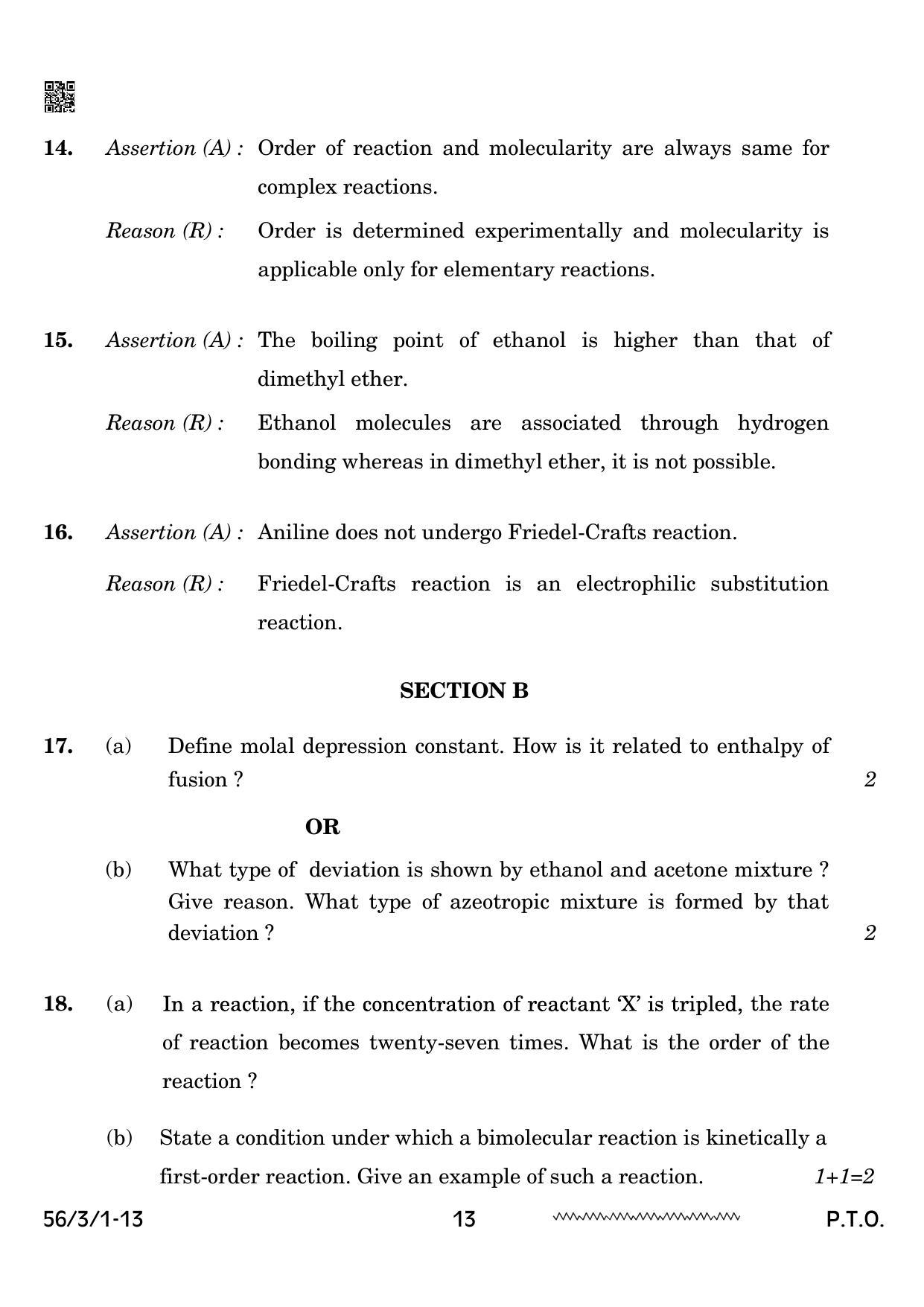 CBSE Class 12 56-3-1 Chemistry 2024 Question Paper - Page 13