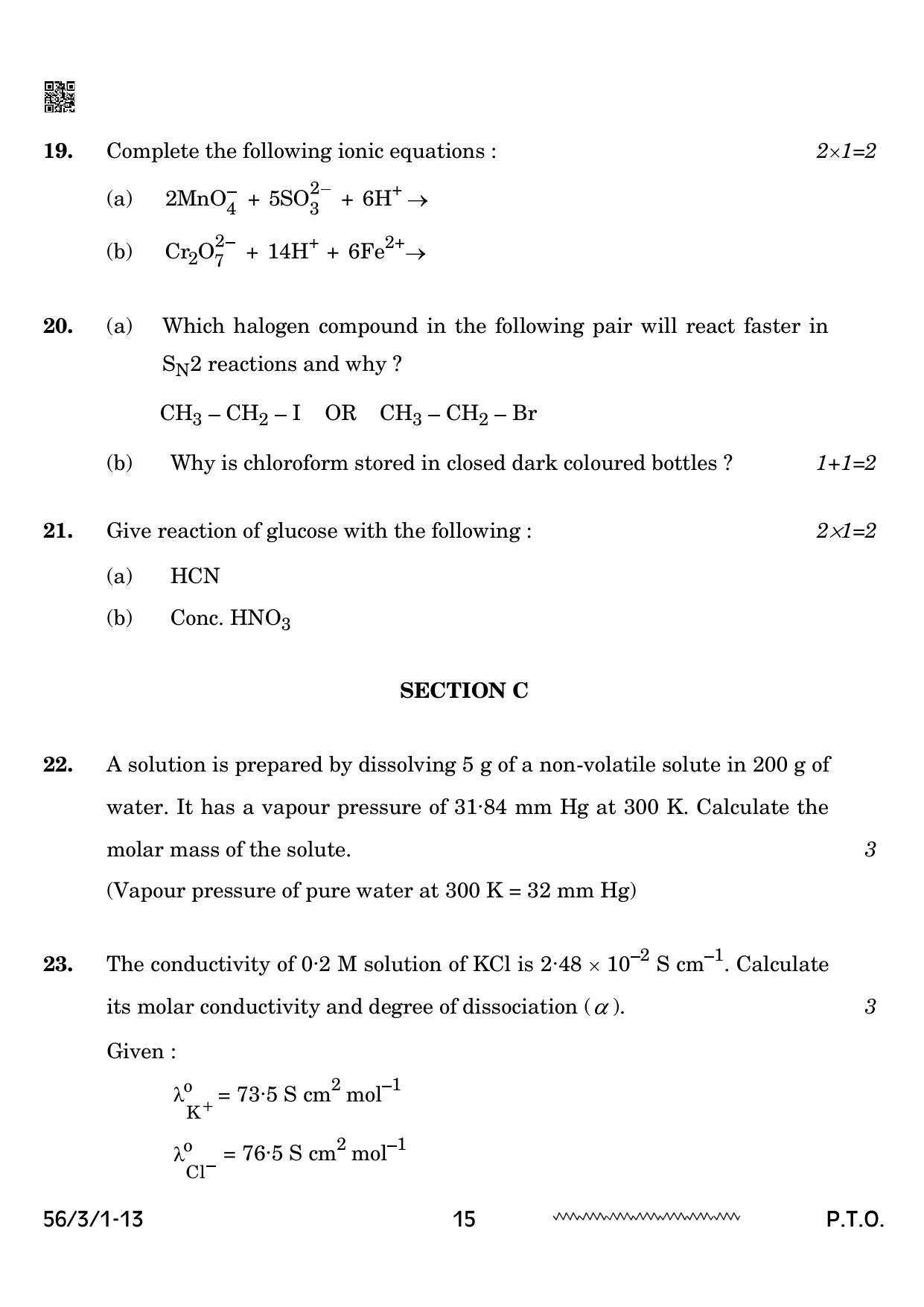 CBSE Class 12 56-3-1 Chemistry 2024 Question Paper - Page 15