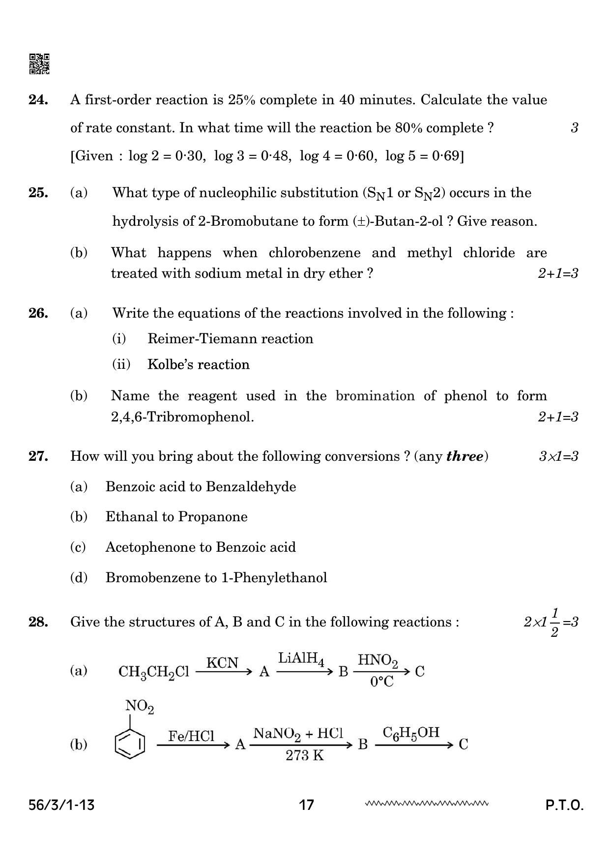 CBSE Class 12 56-3-1 Chemistry 2024 Question Paper - Page 17
