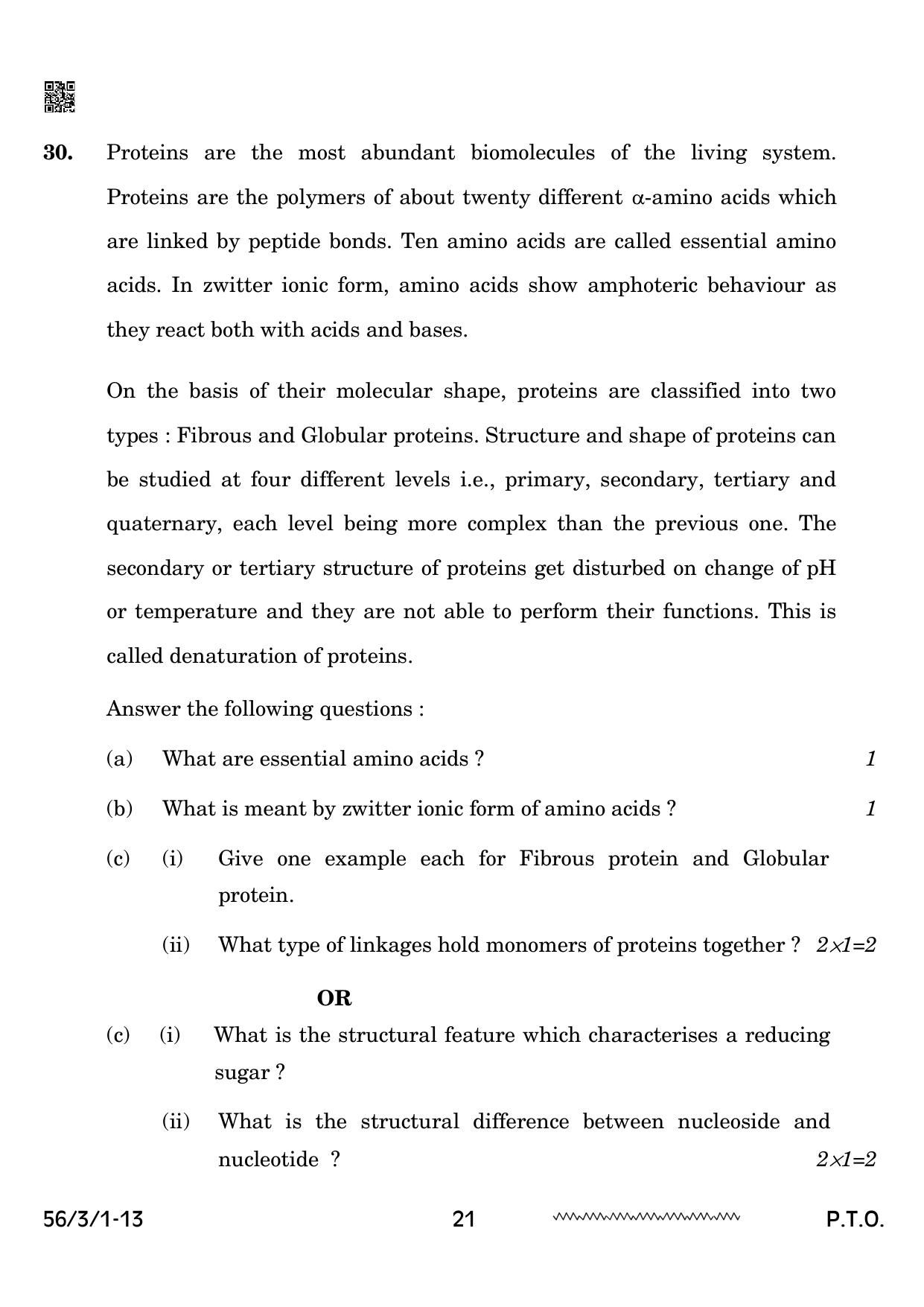 CBSE Class 12 56-3-1 Chemistry 2024 Question Paper - Page 21