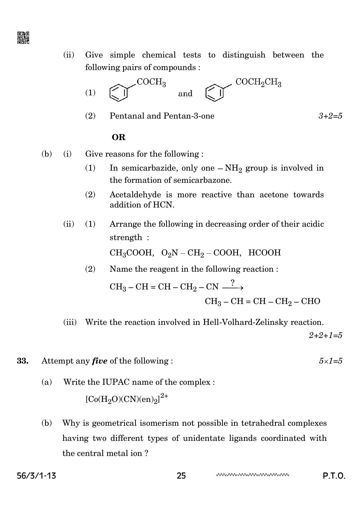CBSE Class 12 56-3-1 Chemistry 2024 Question Paper - Page 25