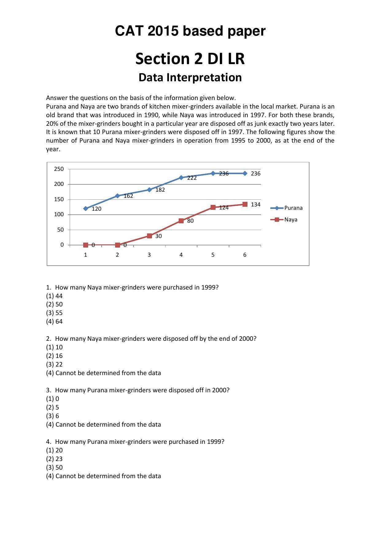 CAT 2015 CAT DILR Question Paper - Page 1