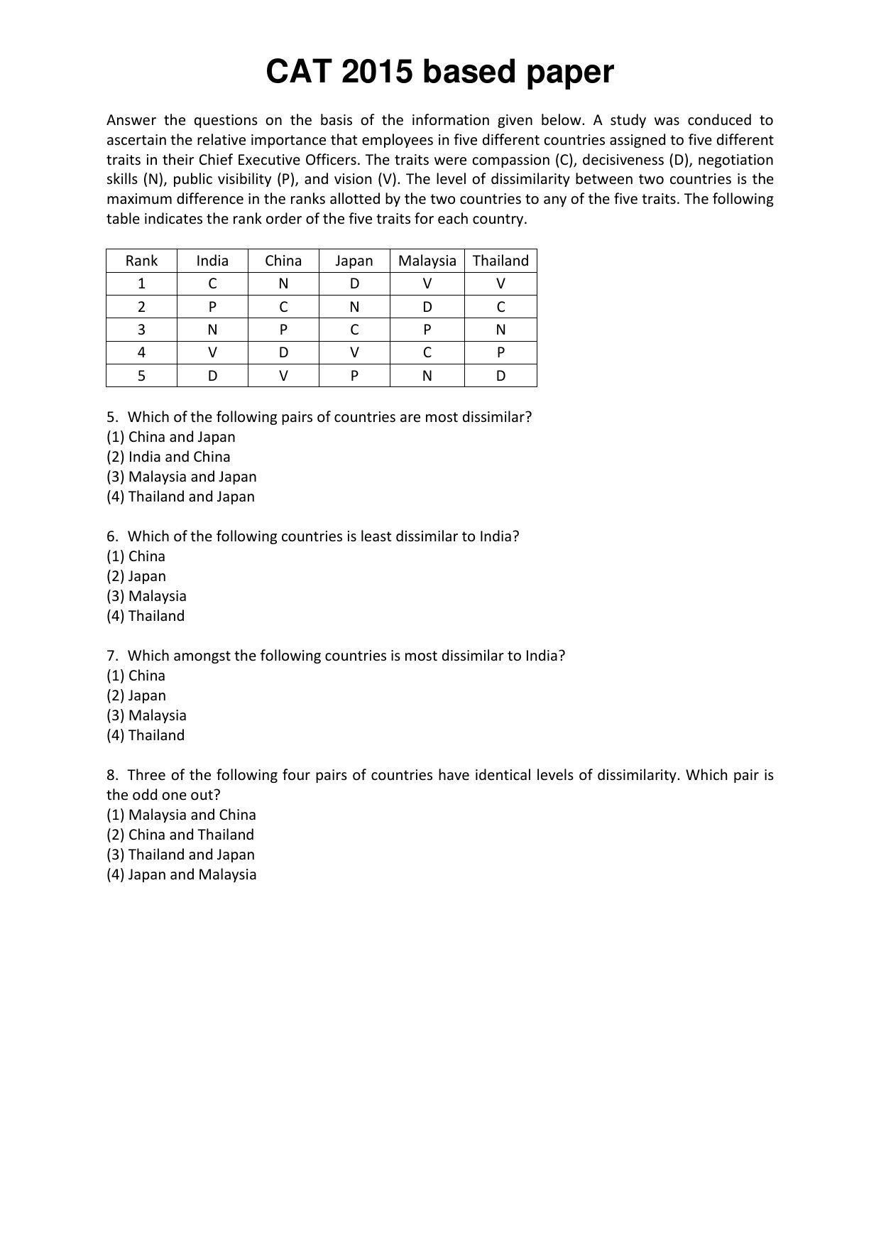 CAT 2015 CAT DILR Question Paper - Page 2