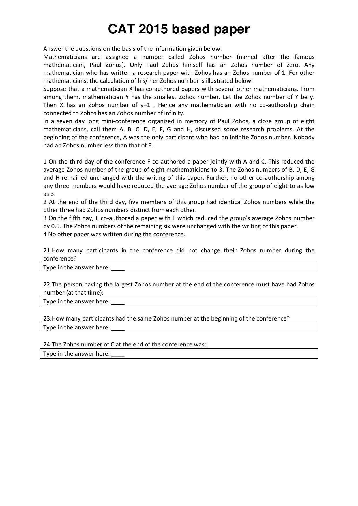 CAT 2015 CAT DILR Question Paper - Page 6